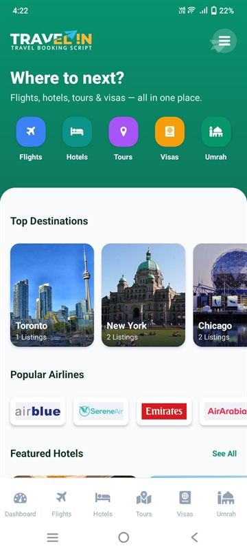 Traveller home screen