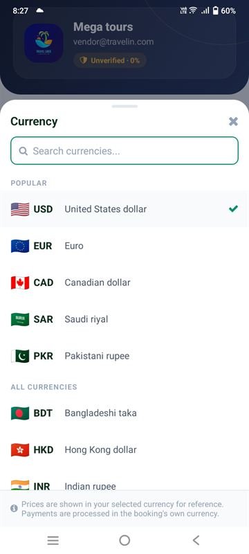 Currency picker